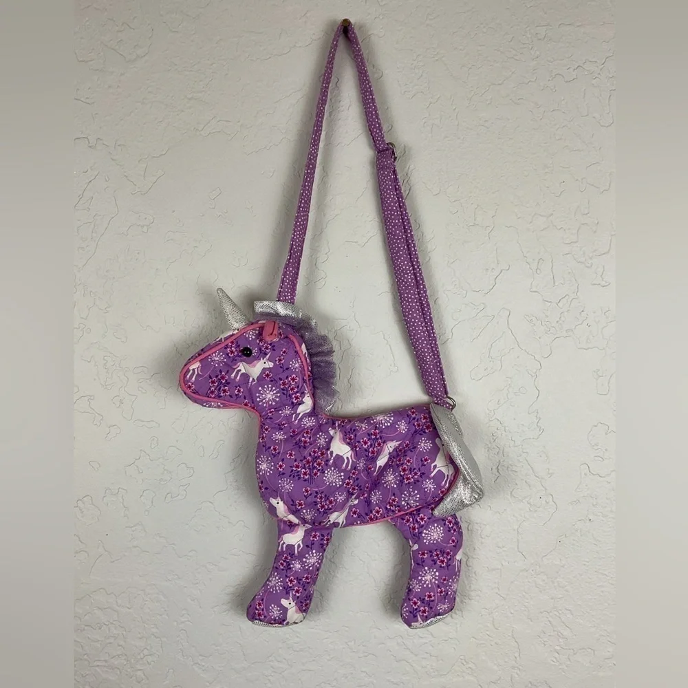 Douglas Fantasy Garden Unicorn Quilted Fabric Sillo-ette Purse Adjustable Strap